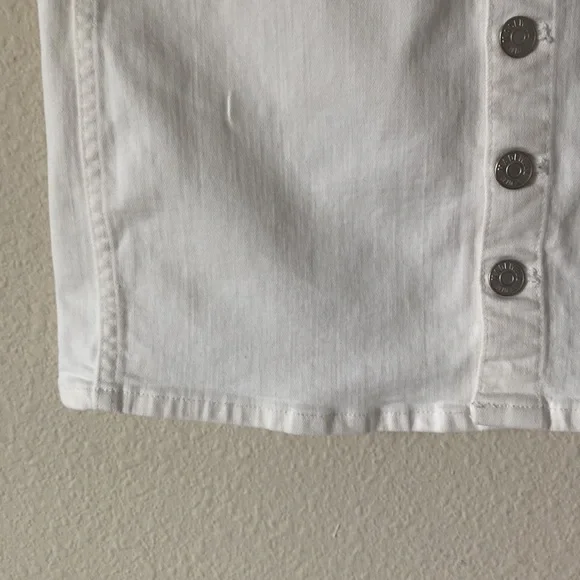 Madewell Women’s  Stretch ButtonFront White Denim Straight Mini Skirt Edition 24 - Picture 6 of 15